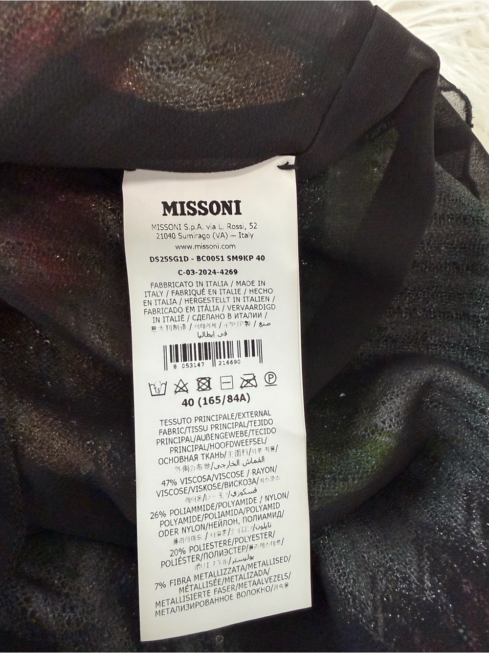 Missoni Striped V-Neck Ribbed Mini Dress in Green, Pink & Brown - Picture 4 of 4